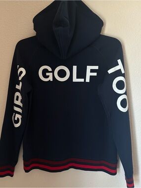 G/Fore Womens Statement Hoodie Girls Golf Too Navy Blue Red White  Logo EUC Med